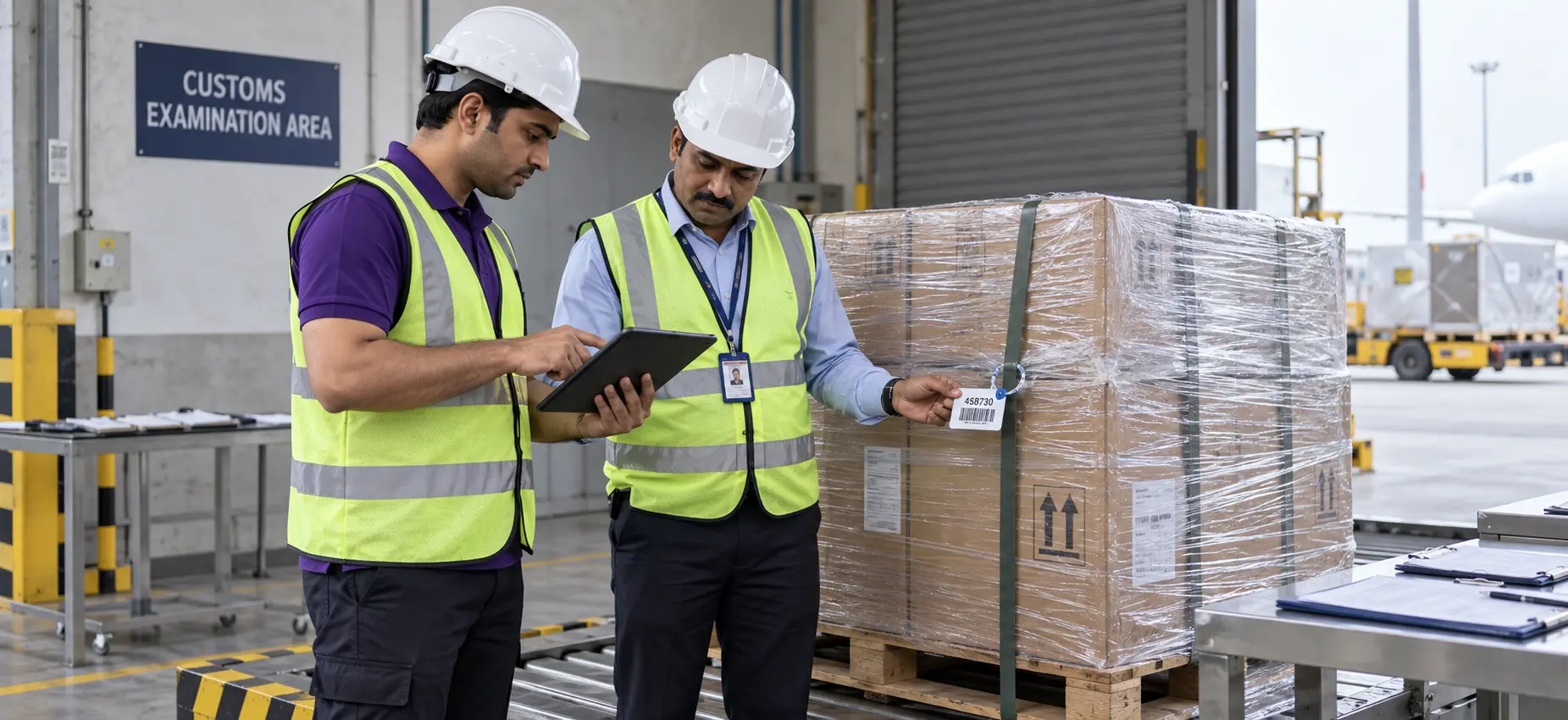 Customs clearance paperwork being processed