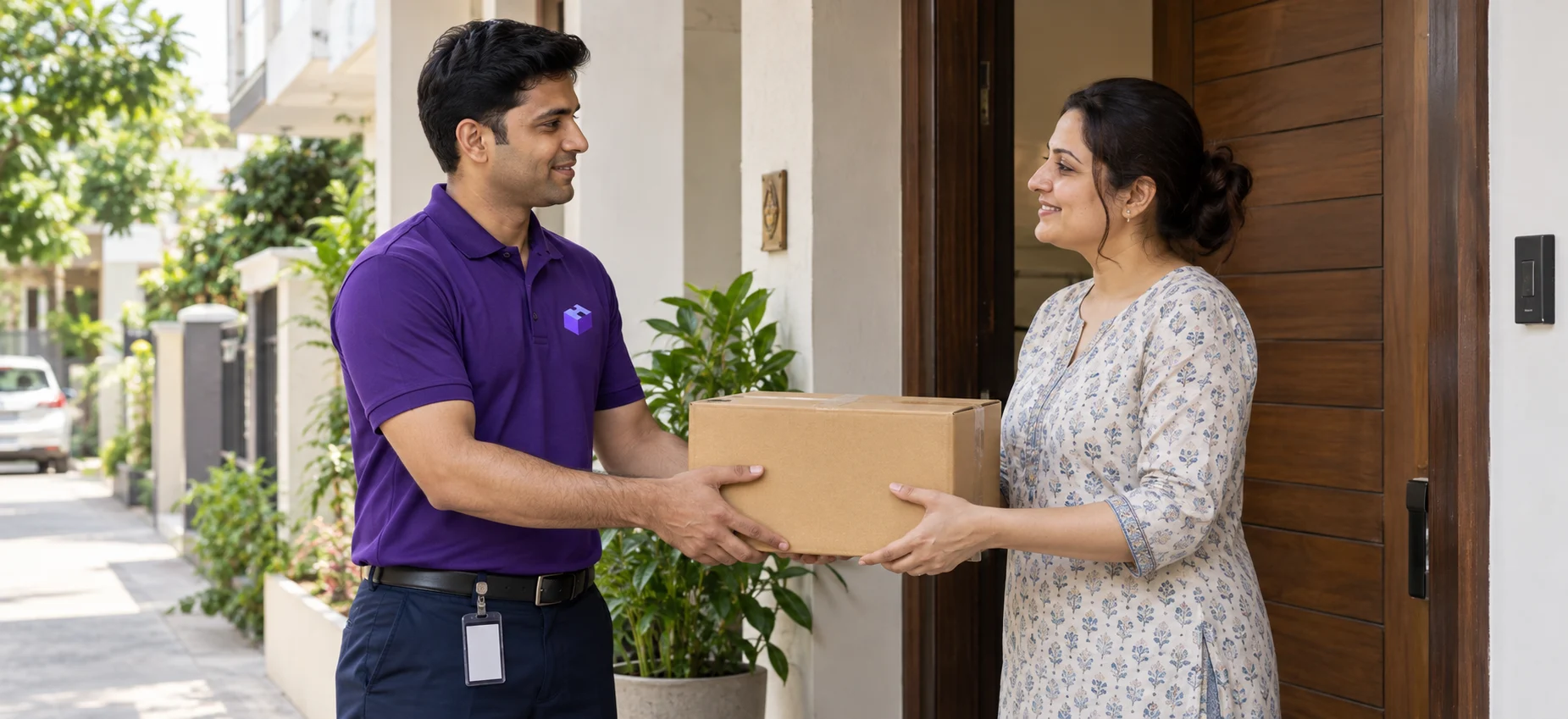 Parcel delivered to a customer doorstep