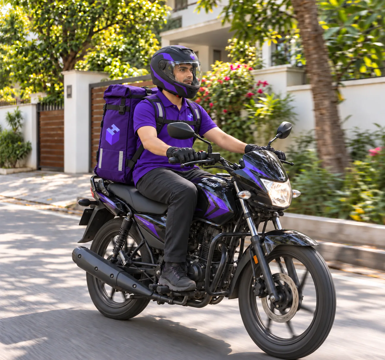 Delivery rider on a last-mile route