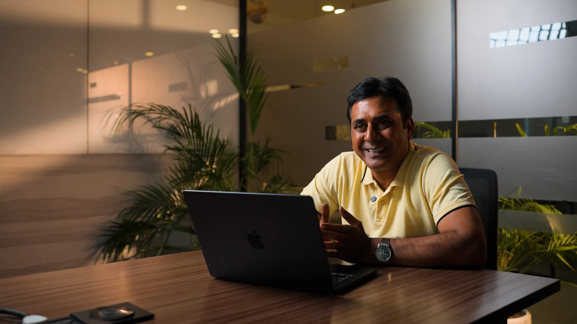 Dhanuka founder on camera for a Hexalog customer testimonial