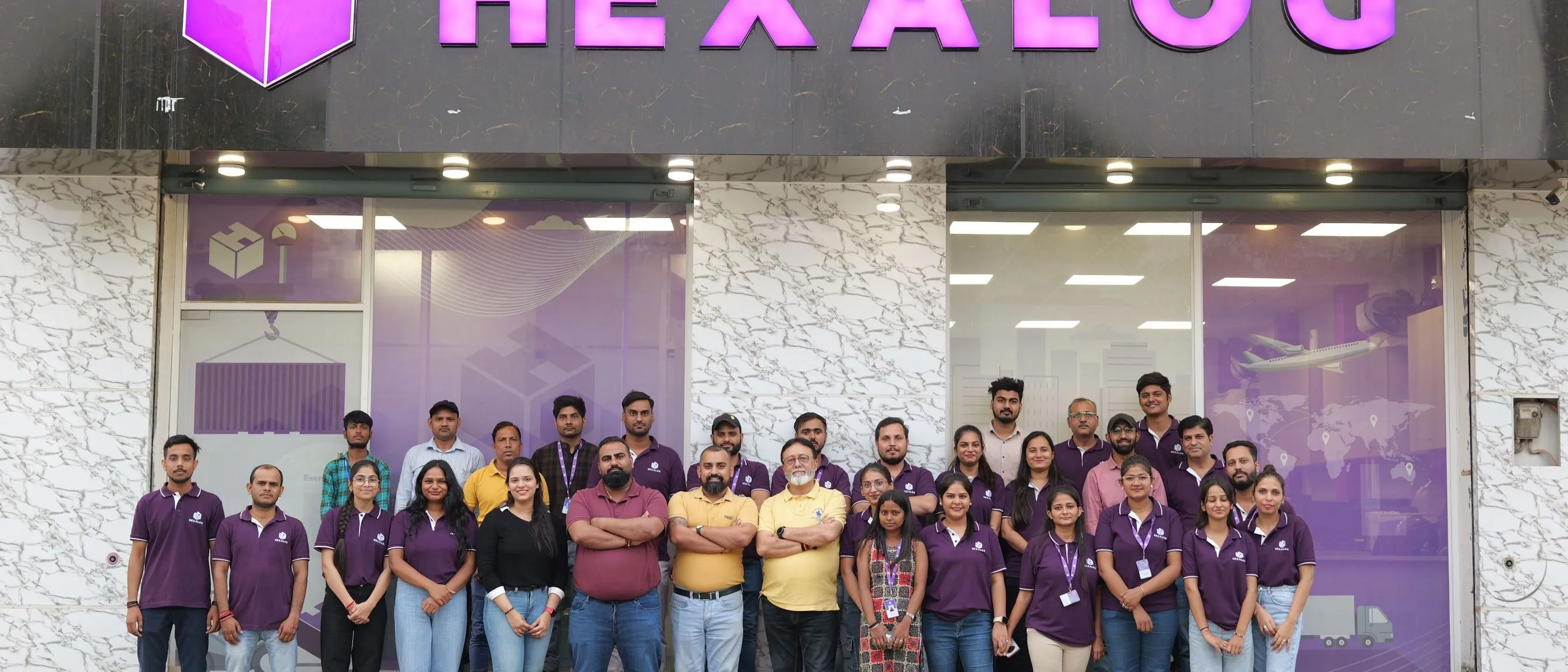 The Hexalog team outside the Gurugram office